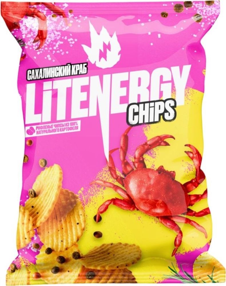 Чипсы LIT ENERGY - Сахалинский краб, 120 гр