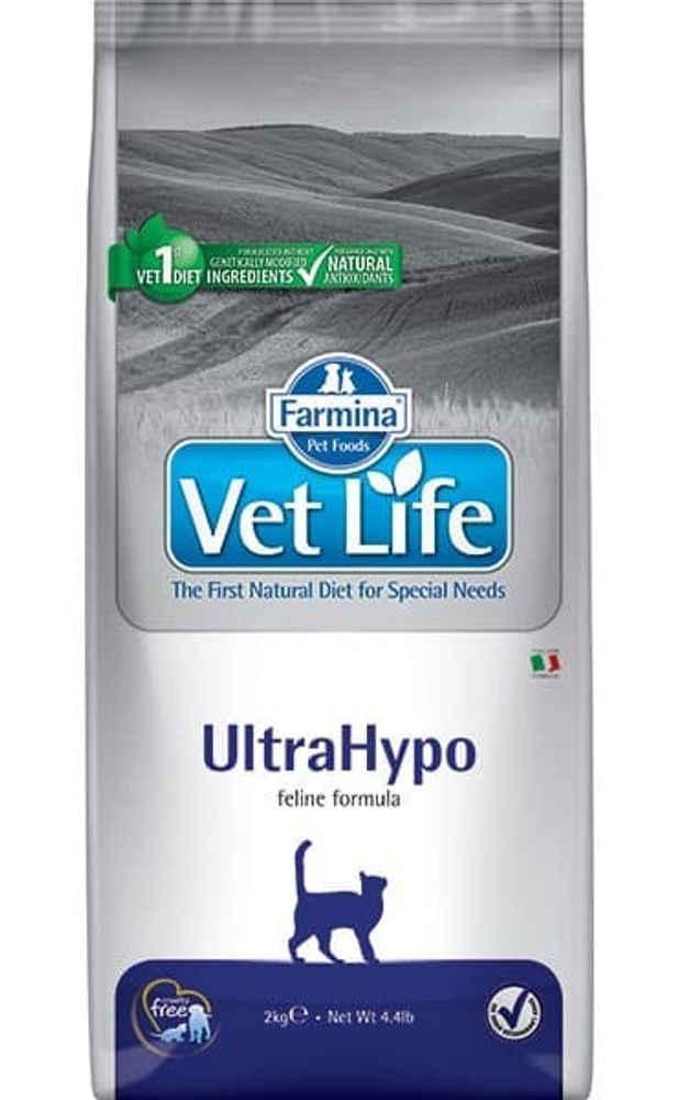 Farmina Vet Life 2кг. ULTRAHYPO диета для кошек при пищевой аллергии или пищевой непереносимости