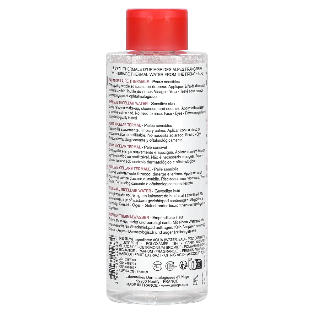 Uriage, Термальная мицеллярная вода с экстрактом абрикоса, для чувствительной кожи, 500 мл (17 жидк. унц.)