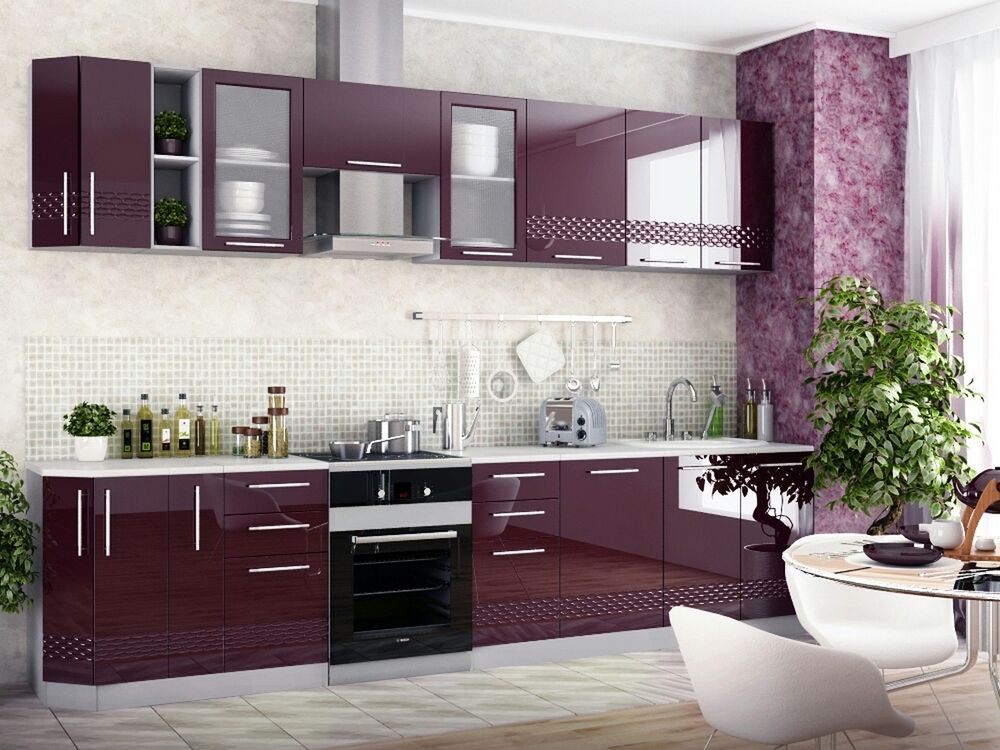 Кухонный гарнитур Капля Баклажан 2,0м