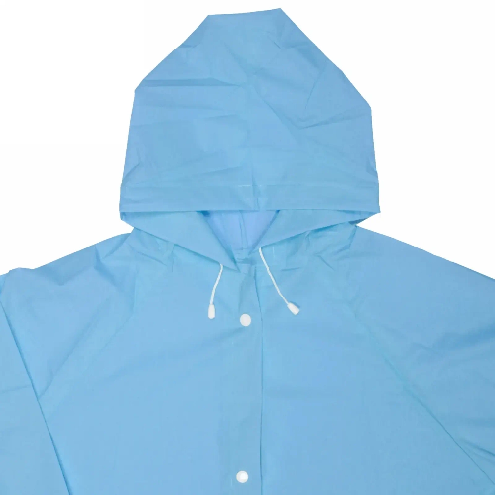Дождевик-плащ 110 Мкрн 115*65см «Macarons» с капюшоном и завязками, на кнопках, голубой ДоброСад