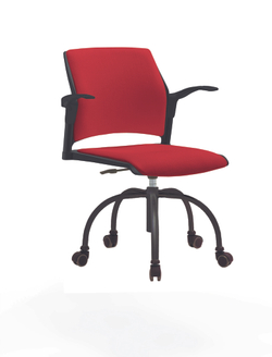 Кресло Rewind каркас черный, пластик черный, база паук краска черная, с открытыми подлокотниками, сиденье и спинка красные
