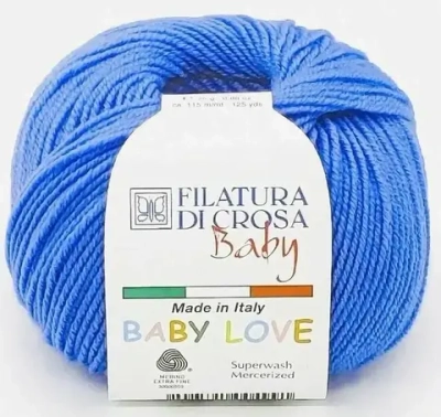 Пряжа Baby Love Filatura di Crosa цв. 57 голубой состав: 100% Экстра тонкая мериносовая шерсть супервош