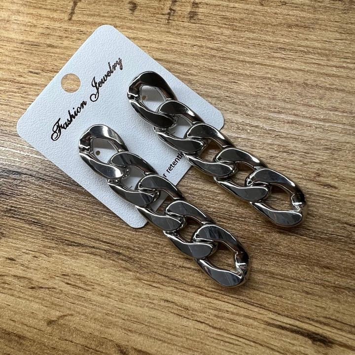 Серьги "Цепи" 5 звеньев панцерное 18 мм металл цвет серебристый