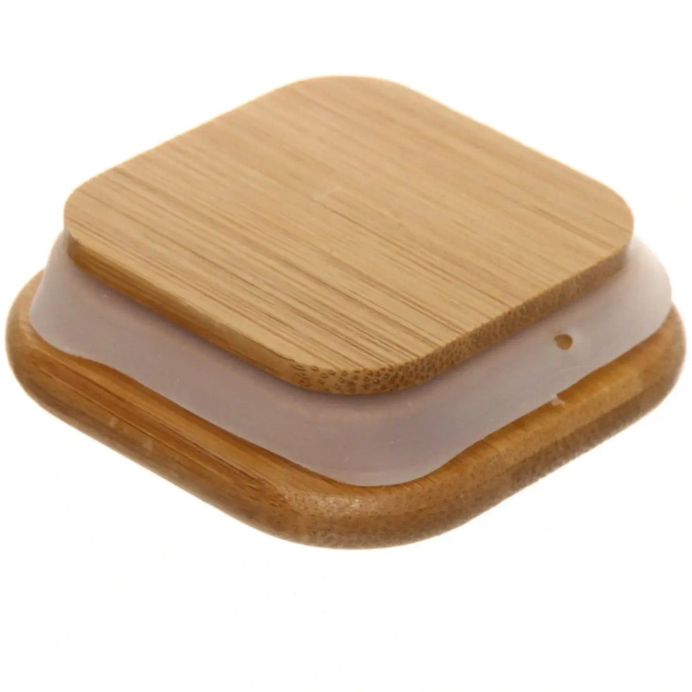 Банка для продуктов стеклянная 400мл «Хай-Тек» с бамбуковой крышкой, квадратная 6*15см