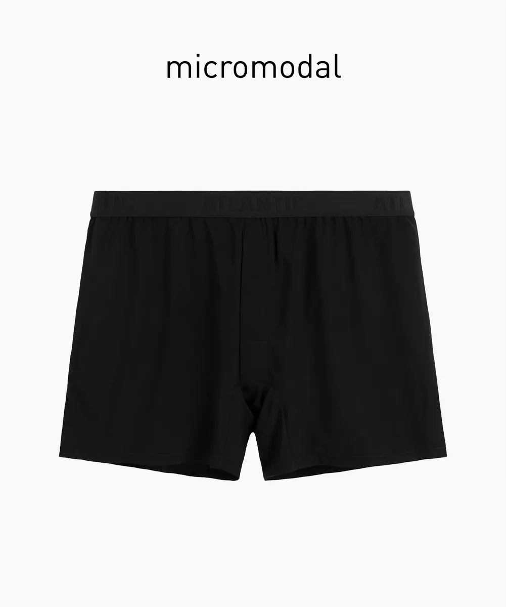 Мужские трусы боксеры Atlantic, 1 шт. в уп., микромодал, черные, MBX-662