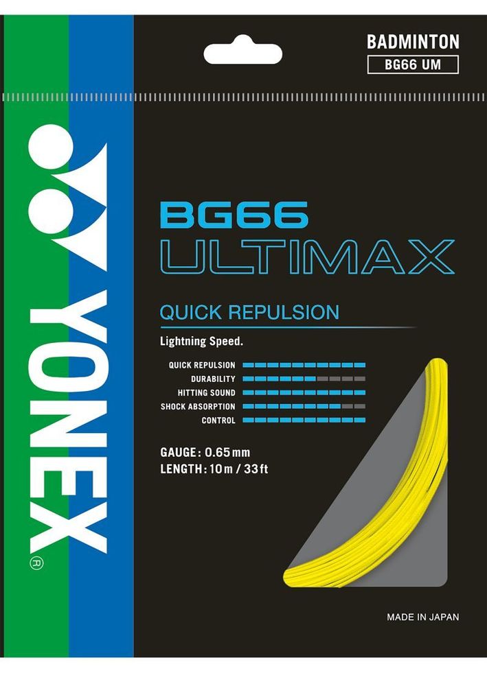 Струны для бадминтона Yonex BG 66 Ultimax (10 m) - желтый
