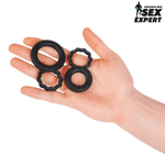 Набор из 2 черных эрекционных колец с подхватом (Цвет: черный)