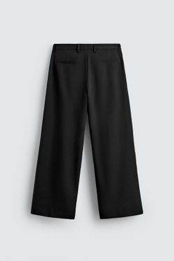 ZARA БРЮКИ WIDE FIT СО СКЛАДКАМИ, ЧЕРНЫЙ