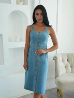 Платье сарафан джинсовый с открытыми плечами летний