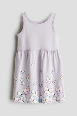 H&M Хлопковое платье с принтом, светло-фиолетовый