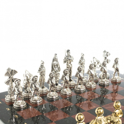 Шахматы из металла  Шахматы "Дон Кихот" доска 40х40 см лемезит змеевик G 122646