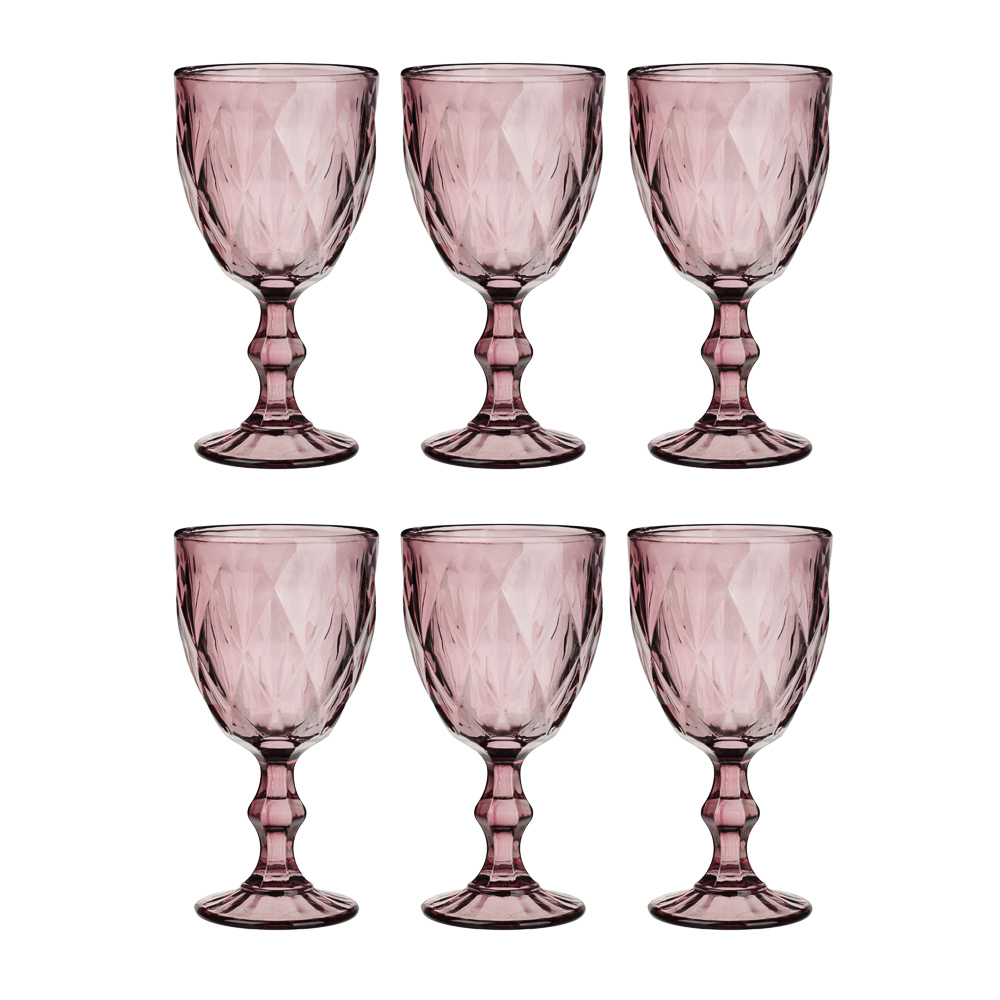 MILLIMI Набор бокалов 6 шт, 320 мл, стекло, бордовый ромб