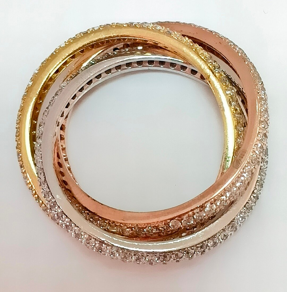 Ювелирное тройное кольцо из серебра