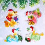 Магнит «Рождественский Дракон» 6,5*7 см, микс