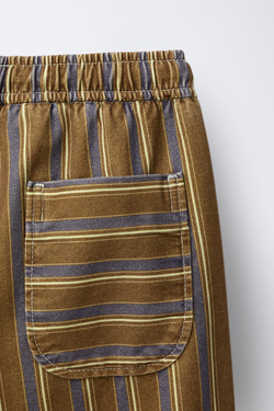 ZARA БРЮКИ В ПОЛОСКУ, ТЕМНО-КОРИЧНЕВЫЙ