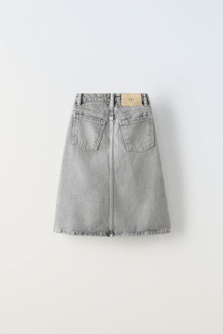 ZARA ДЖИНСОВАЯ ЮБКА МИДИ, СЕРЫЙ
