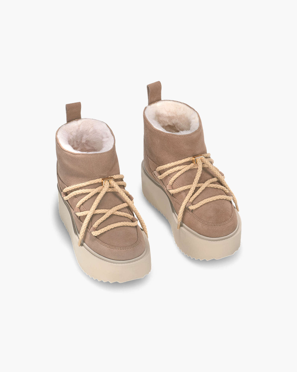 Замшевые полусапоги INUIKII 75204-004 Sneaker Classic Low Platform Beige на меху