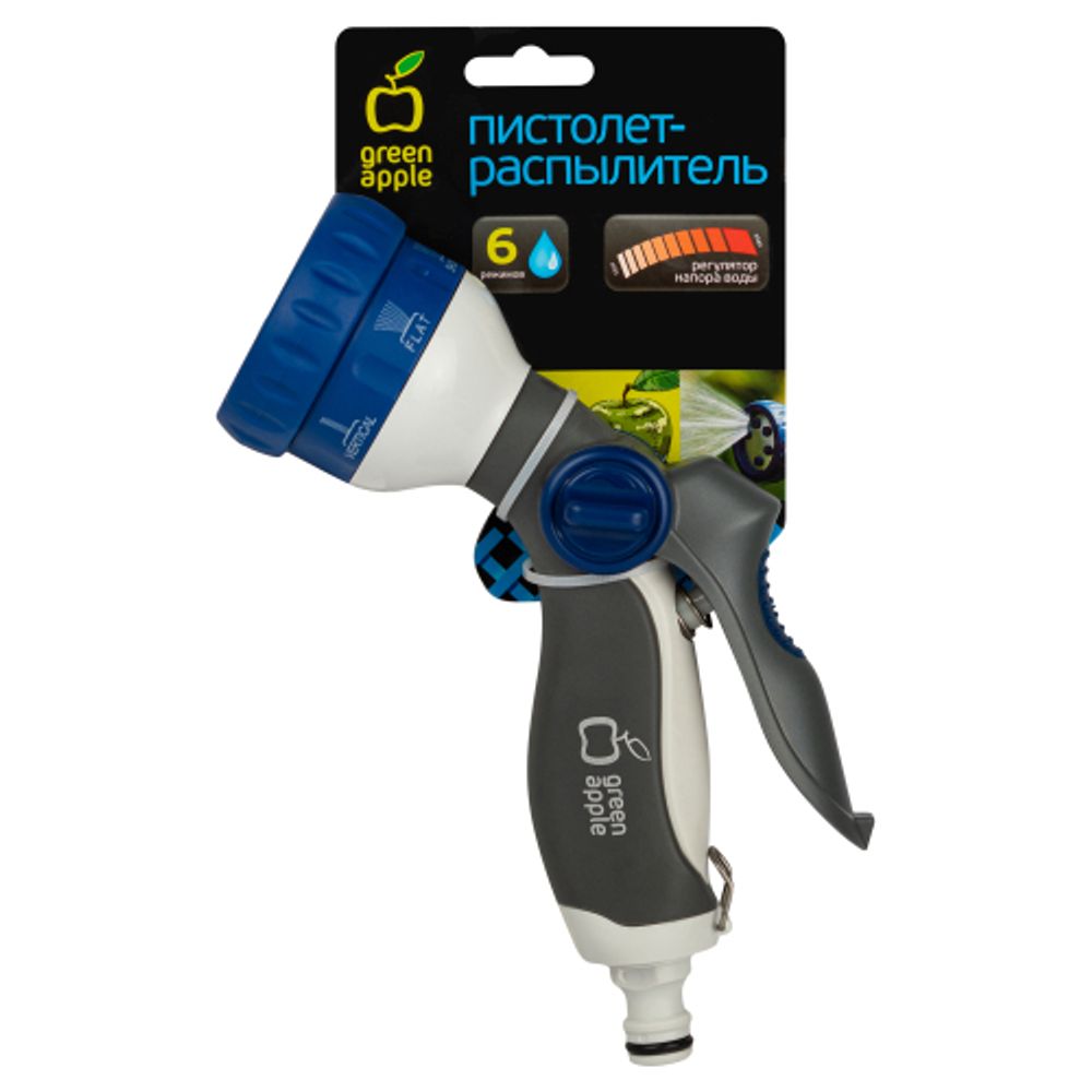 GWHM12-038 GREEN APPLE Пистолет-распылитель, пластик, 6 режимов | Аксессуары для полива Green Apple