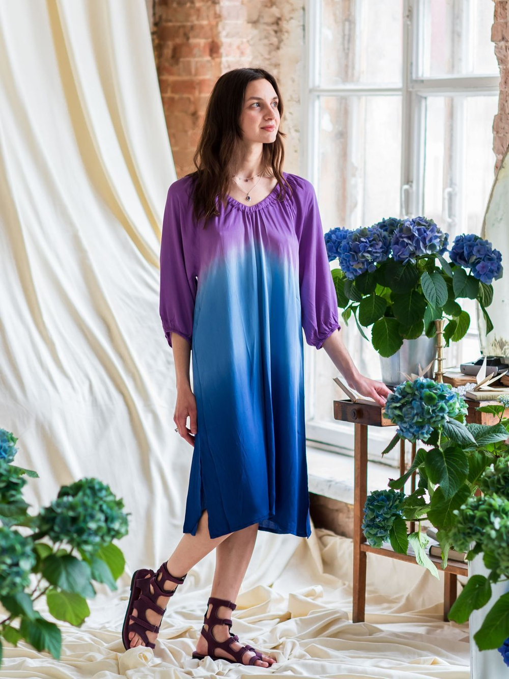 Платье ГРАДИЕНТ короткое (гортензия)