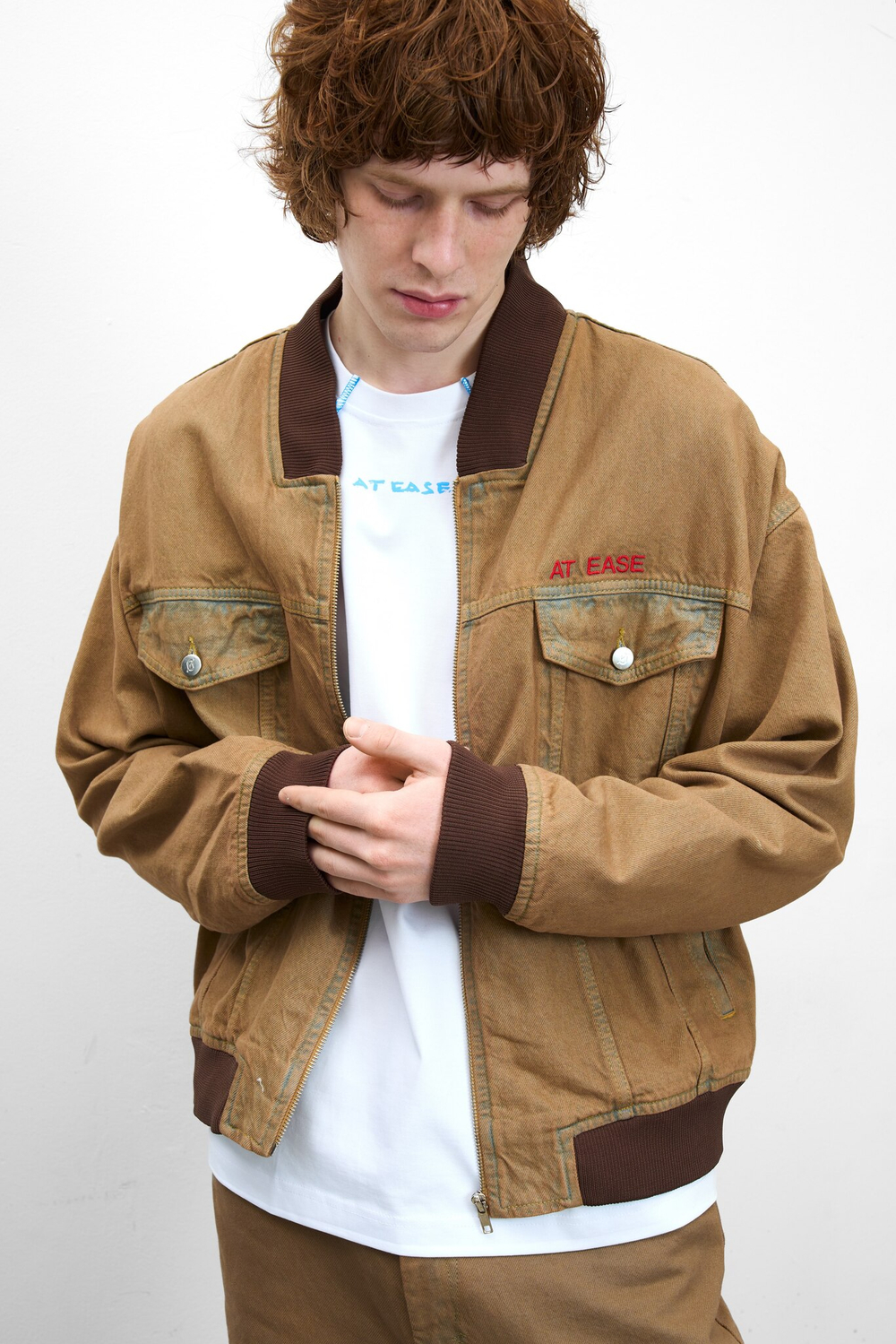 Бомбер DENIM JACKET бежевый