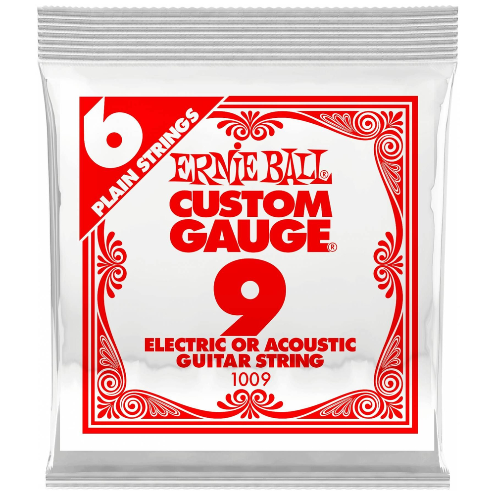 ERNIE BALL 1009 Plain Steel .009 - Струна одиночная для акустической и электрогитары