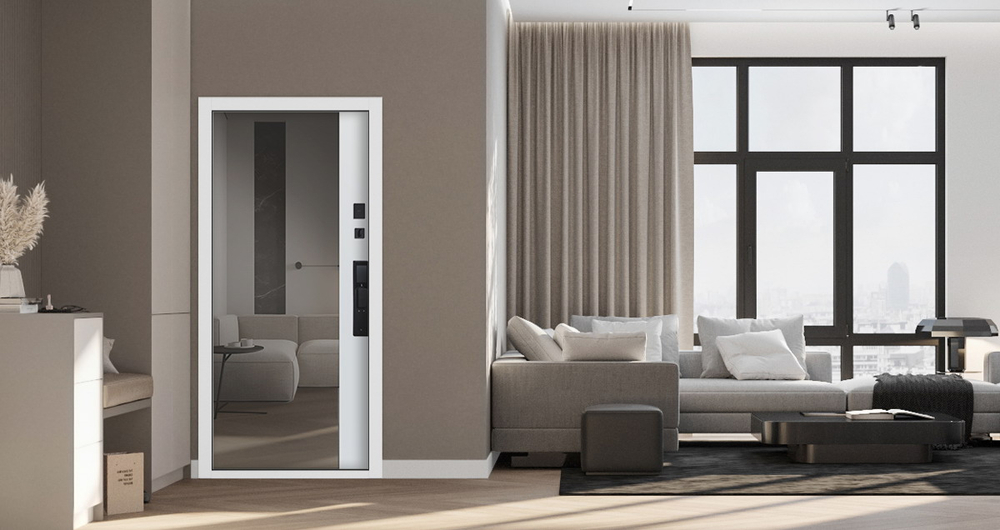 Стальная дверь "Эдинбург" с зеркалом (биометрический замок)