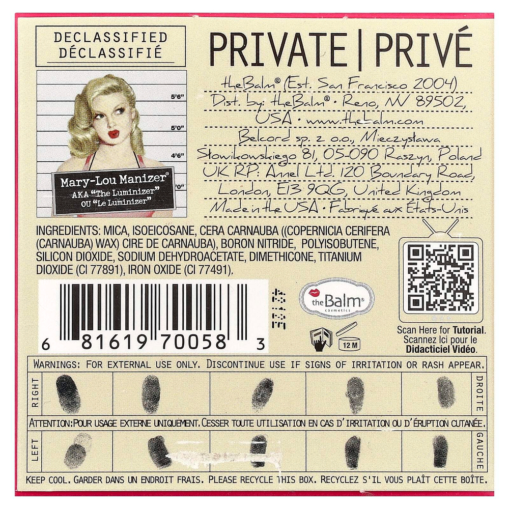 theBalm Cosmetics, Mary-Lou Manizer®, хайлайтер и тени, 9,06 г (0,32 унции)