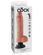 Телесный вибромассажер 10  Vibrating Cock with Balls - 26 см.