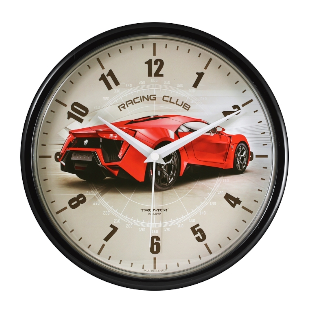 Часы настенные, модель 09, D 225 мм, стекло пластик, пластиковый обод, цвет-чёрный