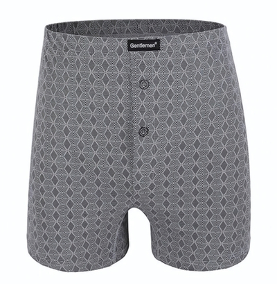 Мужские хлопковые трусы-боксеры свободного кроя (Размер: M) (Цвет: серый)
