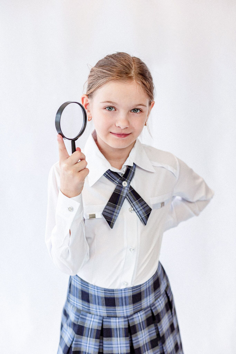 Галочка бант галстук бабочка для девочки синяя серая клетка в садик в школу школьная на утренник праздничная на праздник