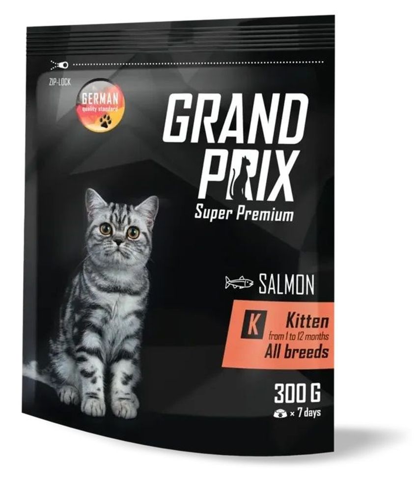 Сухой корм GRAND PRIX для котят с лососем, пакет 300г Сухой корм GRAND PRIX для котят с лососем, пакет 300г