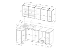 Кухонный гарнитур Герда Альба прайм 400 1100х2000 мм, каркас ЛДСП, фасад ЛДСП, Белый/Дуб браун/Мокко