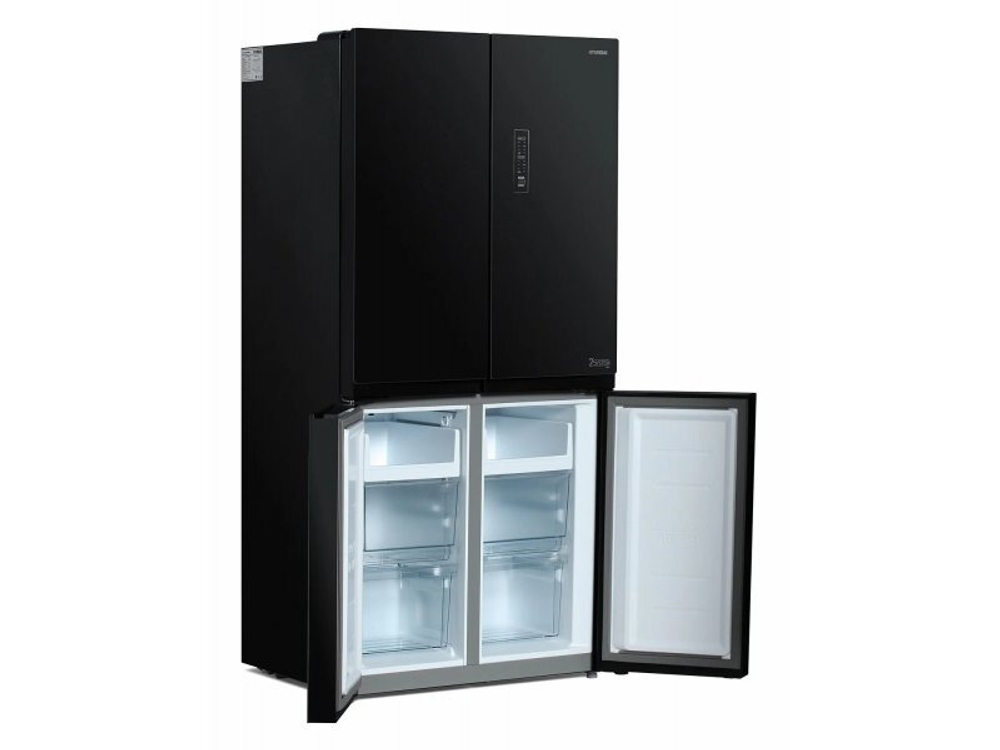 Холодильник трехкамерный Hyundai CM5005F Total No Frost, Side by Side черное стекло