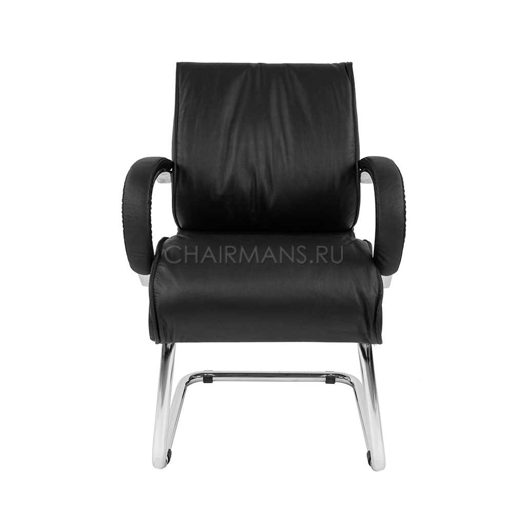 Кресло посетителя Chairman 445 кожа черный