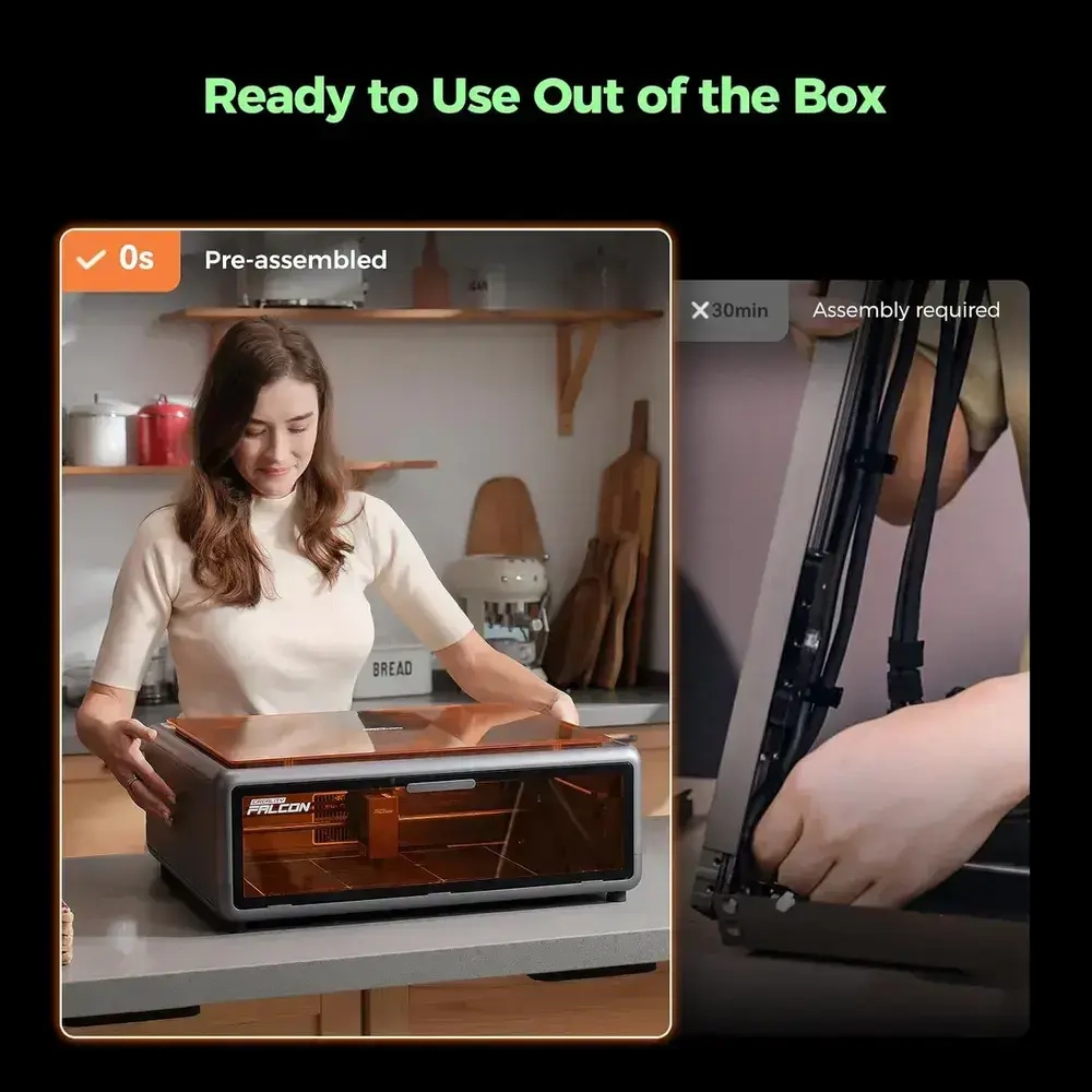 Creality Falcon A1 10 Вт лазерный гравер, выходная мощность 80 Вт, полностью закрытый, скорость 600 мм/с, автоматическое позиционирование HD-камеры