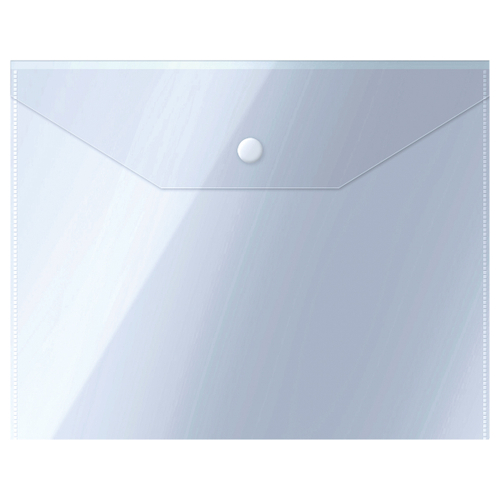 Папка-конверт на кнопке СТАММ А5 (190*240мм), 150мкм, пластик, прозрачная, бесцветная ММ-31907
