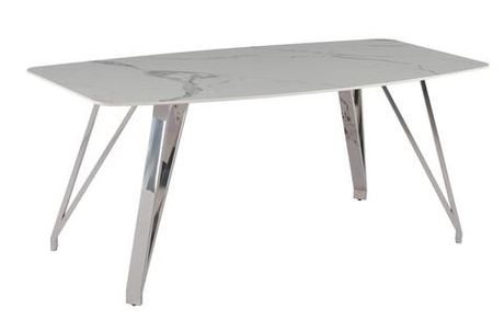 Стол обеденный Ist Casa Соар-2, 180х90х76 см, бело-серая керамика, хром серебро