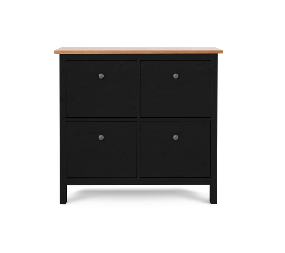 Обувница 4 ящика КЫМОР (HEMNES), 106х101х22 см, черный/светло-коричневый