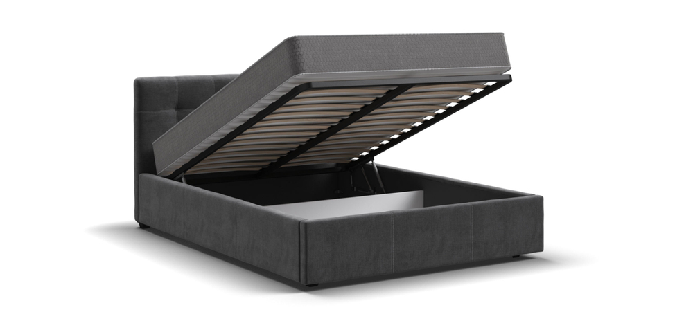 Белла Кровать+ПМ 140 Велюр Монолит серый