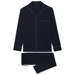 Мужская пижама темно-синяя с серой окантовкой HOM ALBERT Long Sleepwear 402802_4000RA