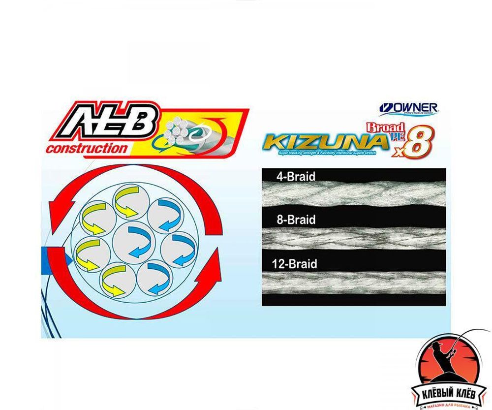 OWNER Шнур Kizuna X8 Broad PE chartreuse 135м 0,1мм 4,1кг