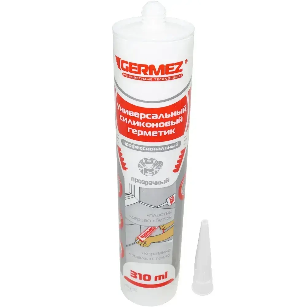 Герметик силиконовый прозрачный 310 мл санитарный универсальный Germez