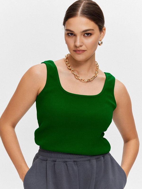 Майка трикотажная в рубчик, зелёный