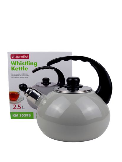 Чайник 2,5 л. эмалированный со свистком Kamille KM 1039B с черной бакелитовой ручкой