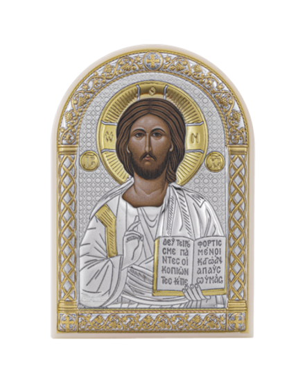 Спаситель, икона арочная, пластик белый 80х115