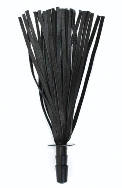 Черная кожаная плеть со штырьком для насадок (Цвет: черный)