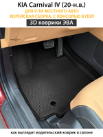 Автомобильные коврики ЭВА для KIA Carnival IV (20-н.в.) для 9-ти местного авто, с консолью в пол
