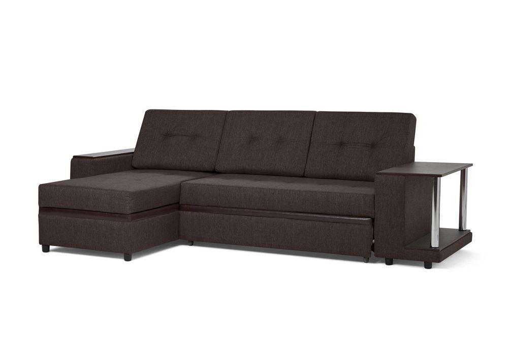 Угловой диван-кровать из массива бруса Вольберг со столиком
